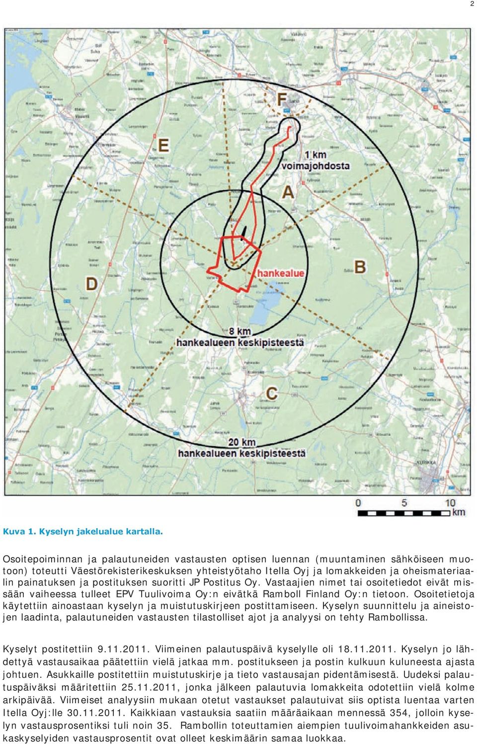 ja postituksen suoritti JP Postitus Oy. Vastaajien nimet tai osoitetiedot eivät missään vaiheessa tulleet EPV Tuulivoima Oy:n eivätkä Ramboll Finland Oy:n tietoon.