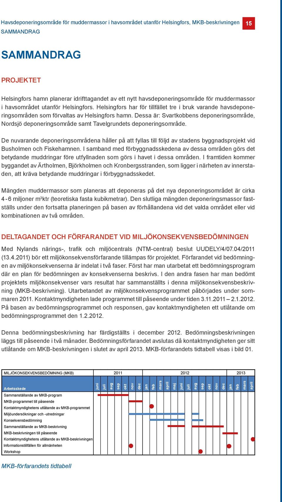 Dessa är: Svartkobbens deponeringsområde, Nordsjö deponeringsområde samt Tavelgrundets deponeringsområde.