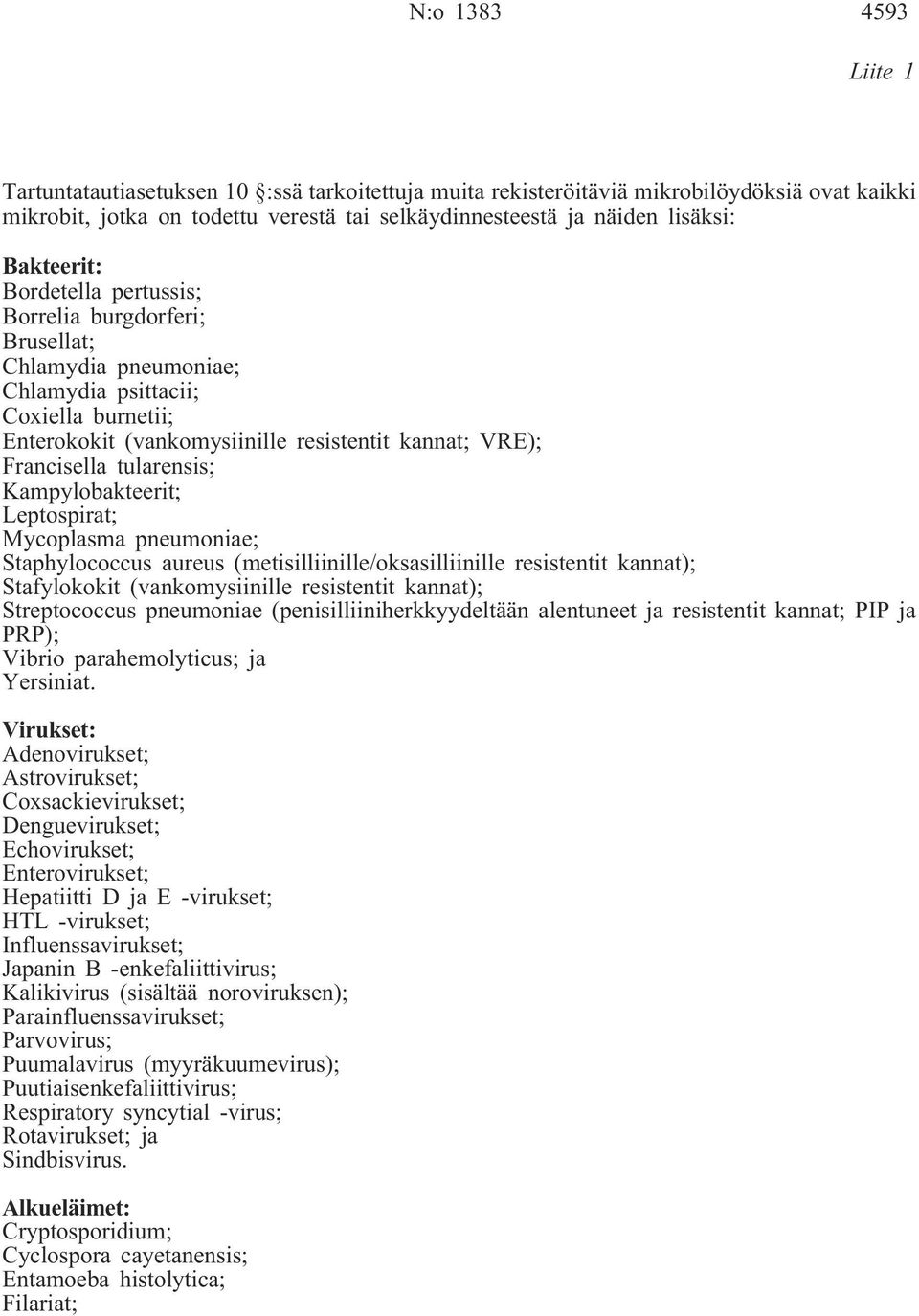 tularensis; Kampylobakteerit; Leptospirat; Mycoplasma pneumoniae; Staphylococcus aureus (metisilliinille/oksasilliinille resistentit kannat); Stafylokokit (vankomysiinille resistentit kannat);