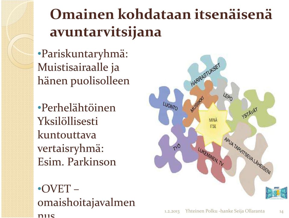 Perhelähtöinen Yksilöllisesti kuntouttava vertaisryhmä: Esim.