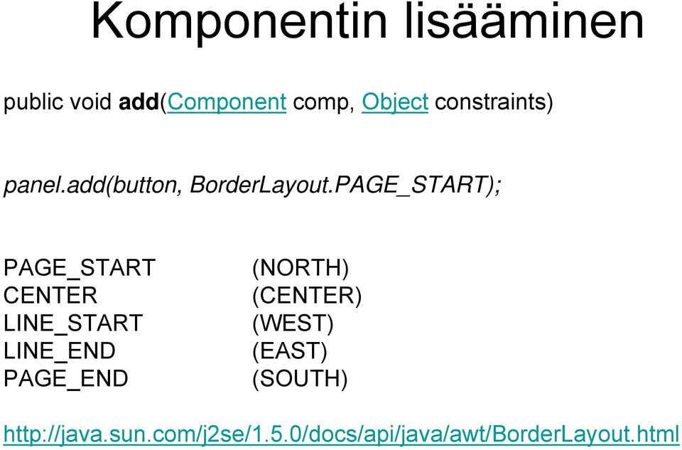 PAGE_START); PAGE_START CENTER LINE_START LINE_END PAGE_END (NORTH)