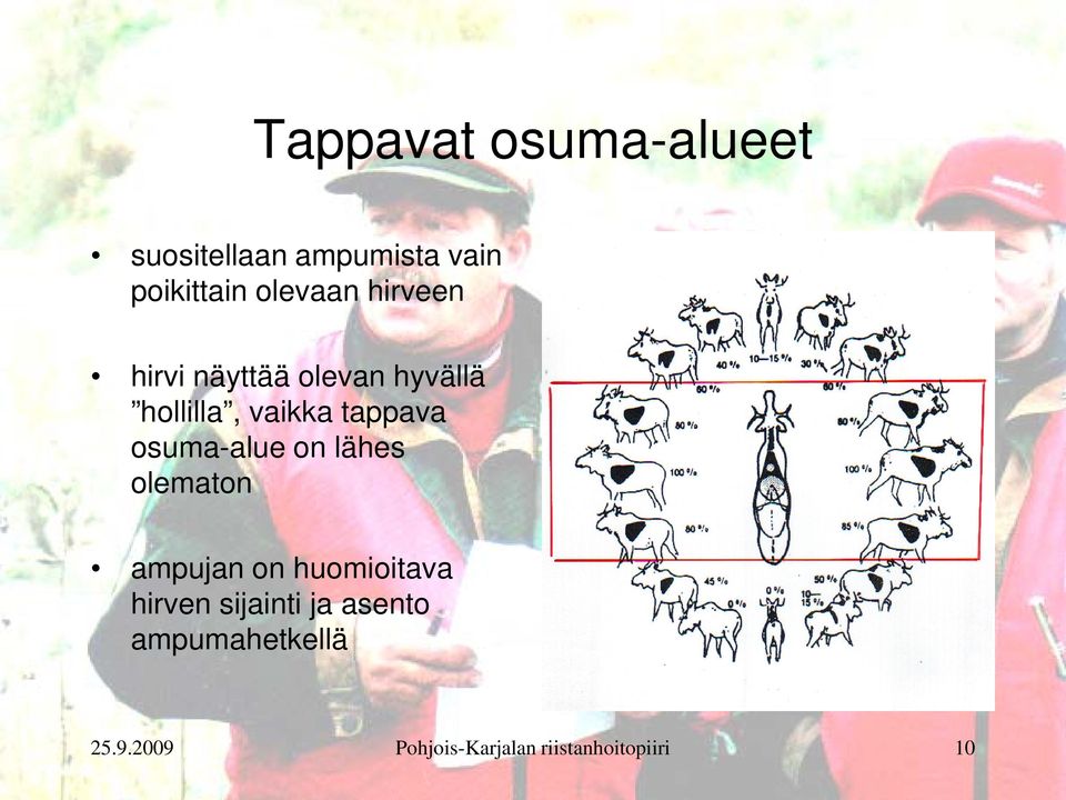 tappava osuma-alue on lähes olematon ampujan on huomioitava hirven