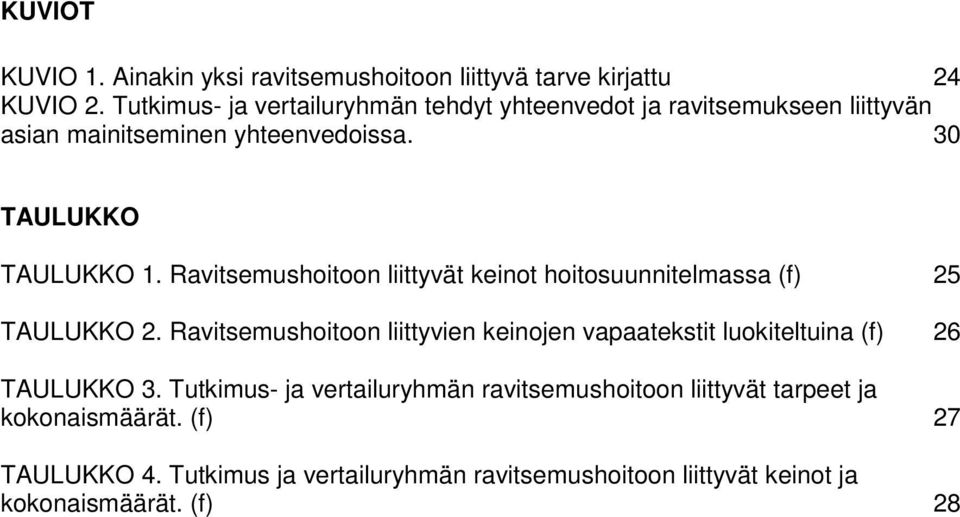 Ravitsemushoitoon liittyvät keinot hoitosuunnitelmassa (f) 25 TAULUKKO 2.