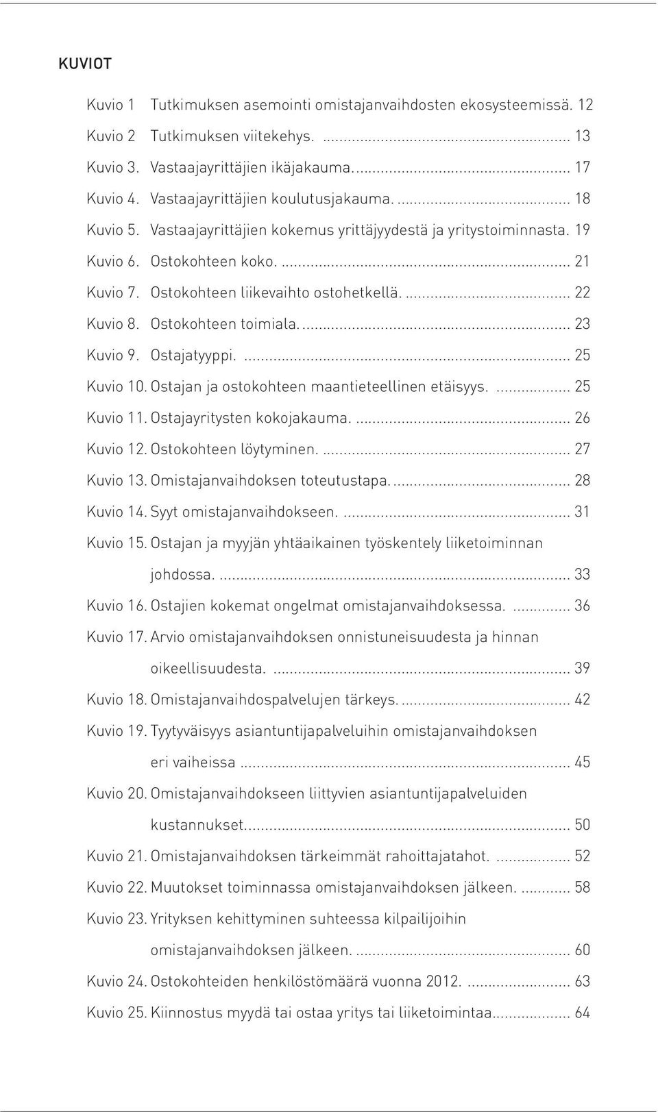 .. 22 Kuvio 8. Ostokohteen toimiala... 23 Kuvio 9. Ostajatyyppi.... 25 Kuvio 10. Ostajan ja ostokohteen maantieteellinen etäisyys.... 25 Kuvio 11. Ostajayritysten kokojakauma.... 26 Kuvio 12.