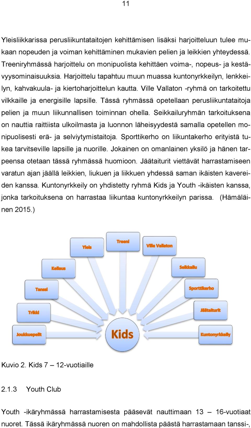 Ville Vallaton -ryhmä on tarkoitettu vilkkaille ja energisille lapsille. Tässä ryhmässä opetellaan perusliikuntataitoja pelien ja muun liikunnallisen toiminnan ohella.