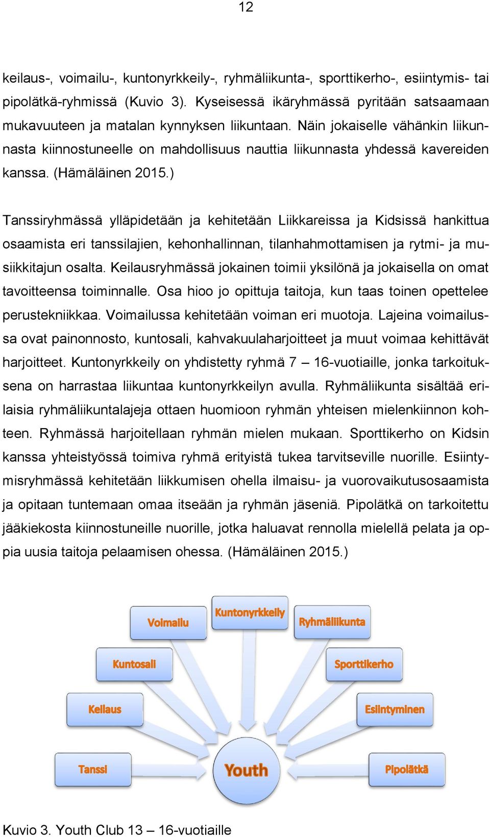 Näin jokaiselle vähänkin liikunnasta kiinnostuneelle on mahdollisuus nauttia liikunnasta yhdessä kavereiden kanssa. (Hämäläinen 2015.