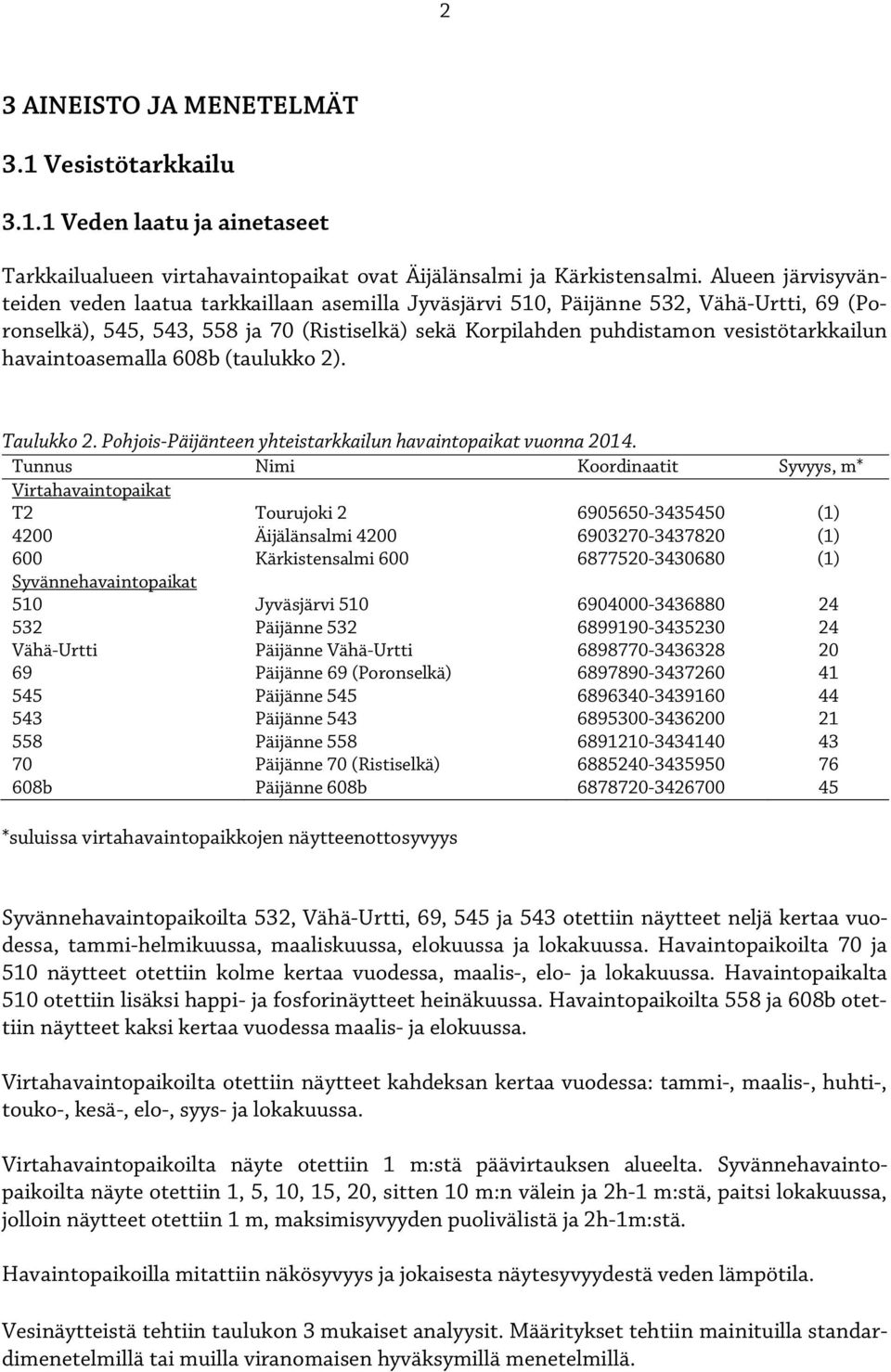 havaintoasemalla 68b (taulukko 2). Taulukko 2. Pohjois-Päijänteen yhteistarkkailun havaintopaikat vuonna 214.