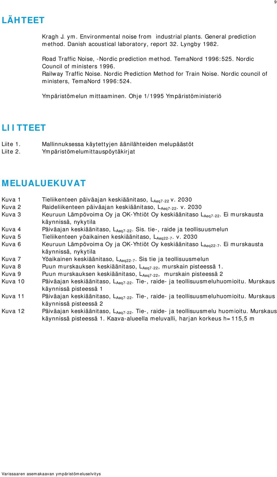 Ohje 1/1995 Ympäristöministeriö LIITTEET Liite 1. Liite 2.