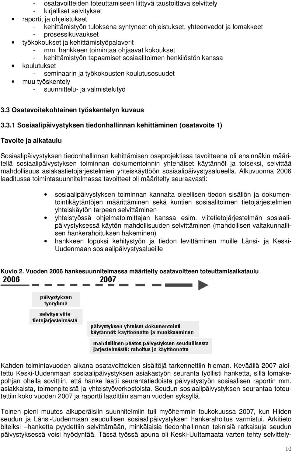 hankkeen toimintaa ohjaavat kokoukset - kehittämistyön tapaamiset sosiaalitoimen henkilöstön kanssa koulutukset - seminaarin ja työkokousten koulutusosuudet muu työskentely - suunnittelu- ja