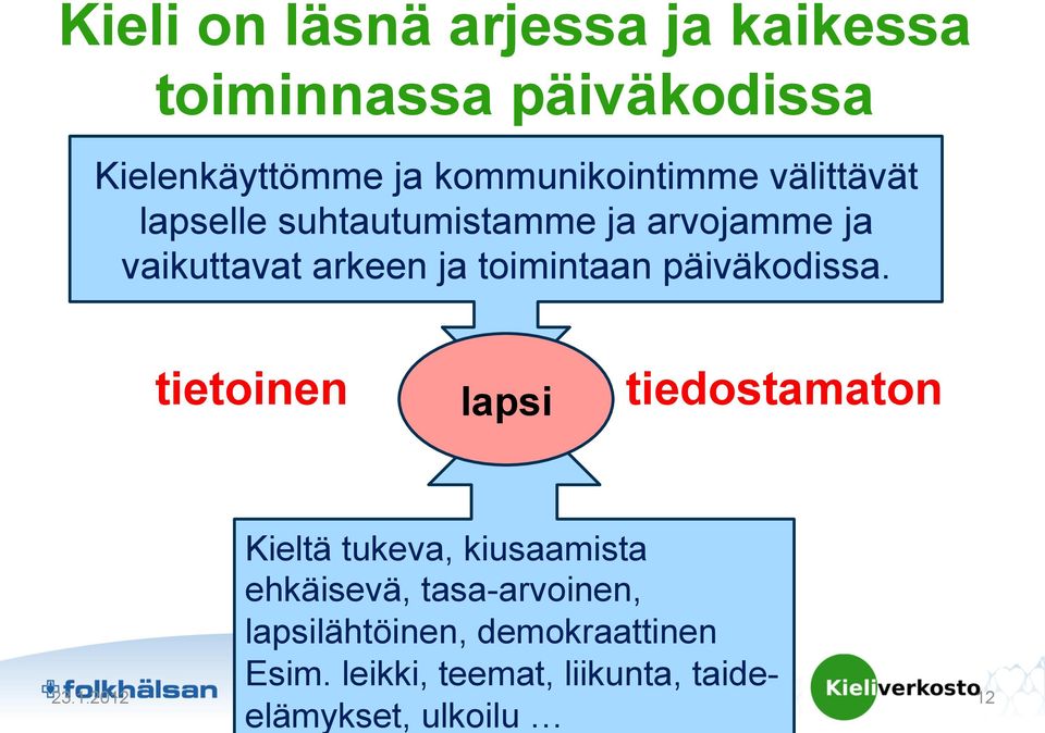 tietoinen tiedostamaton lapsi 23.1.2012 Folkhälsans Förbund rf.