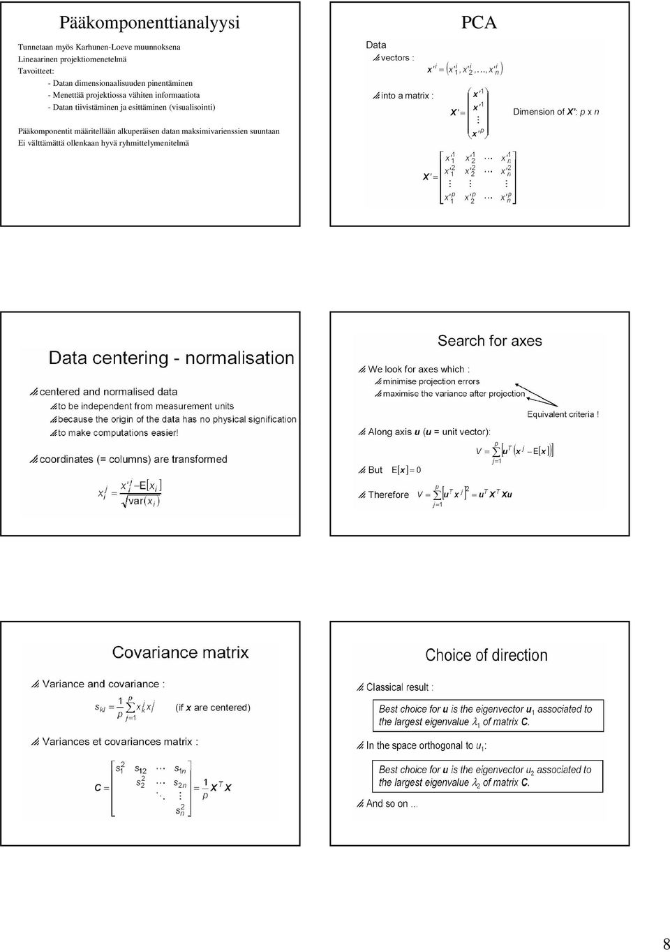 projektiossa vähiten informaatiota - Datan tiivistäminen ja esittäminen (visualisointi)