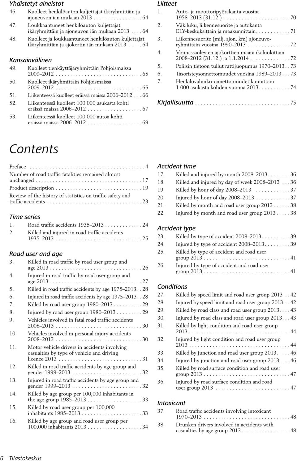 Kuolleet ikäryhmittäin Pohjoismaissa 2009 2012...65 51. Liikenteessä kuolleet eräissä maissa 2006 2012...66 52. Liikenteessä kuolleet 100 000 asukasta kohti eräissä maissa 2006 2012...67 53.