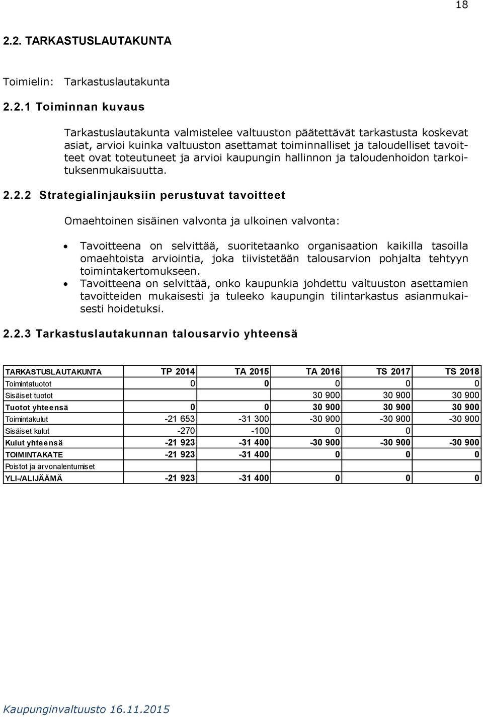 2.2 Strategialinjauksiin perustuvat tavoitteet Omaehtoinen sisäinen valvonta ja ulkoinen valvonta: Tavoitteena on selvittää, suoritetaanko organisaation kaikilla tasoilla omaehtoista arviointia, joka