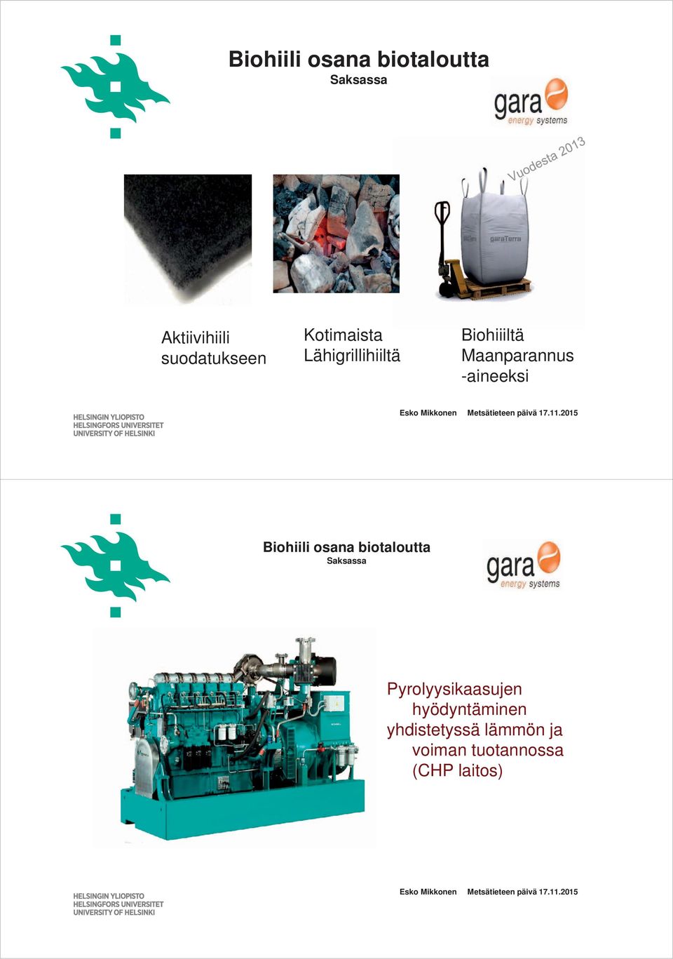 -aineeksi Biohiili osana biotaloutta Pyrolyysikaasujen