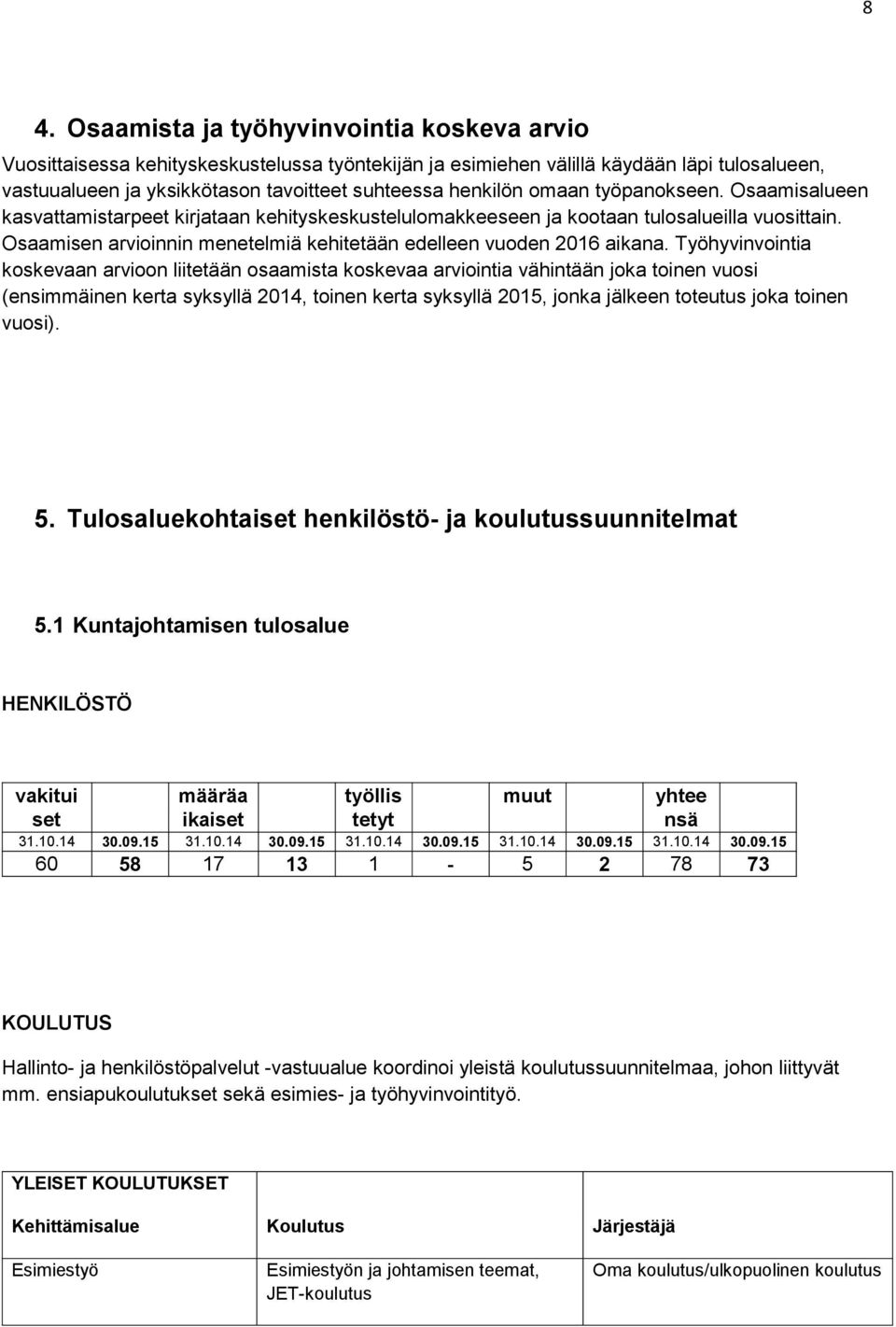 Osaamisen arvioinnin menetelmiä kehitetään edelleen vuoden 2016 aikana.