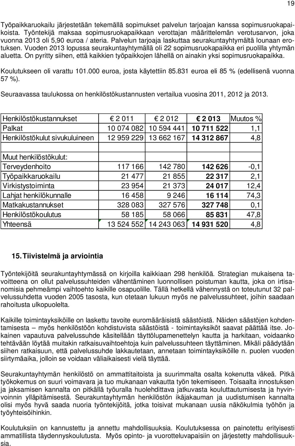 Vuoden 2013 lopussa seurakuntayhtymällä oli 22 sopimusruokapaikka eri puolilla yhtymän aluetta. On pyritty siihen, että kaikkien työpaikkojen lähellä on ainakin yksi sopimusruokapaikka.