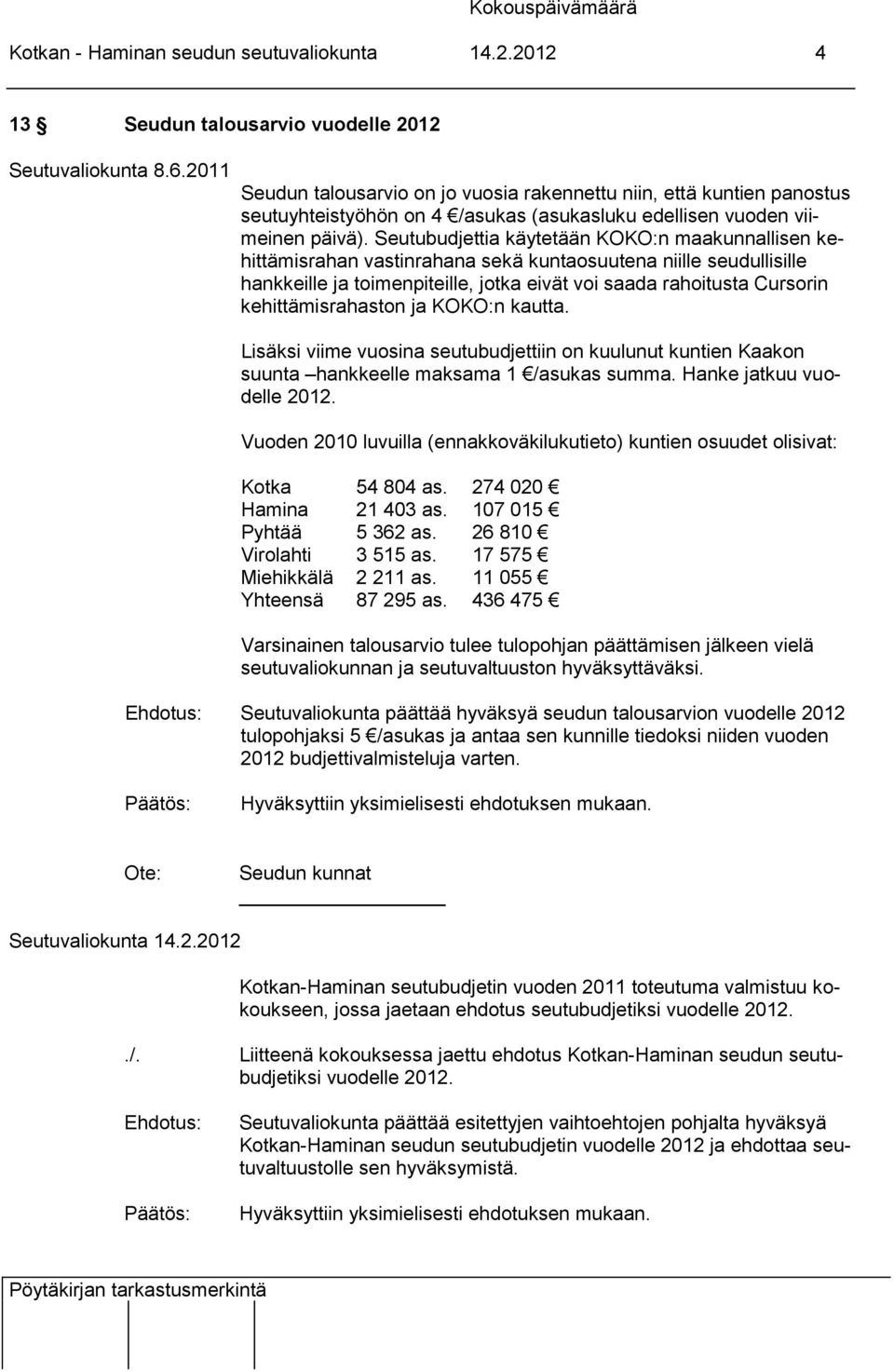 Seutubudjettia käytetään KOKO:n maakunnallisen kehittämisrahan vastinrahana sekä kuntaosuutena niille seudullisille hankkeille ja toimenpiteille, jotka eivät voi saada rahoitusta Cursorin