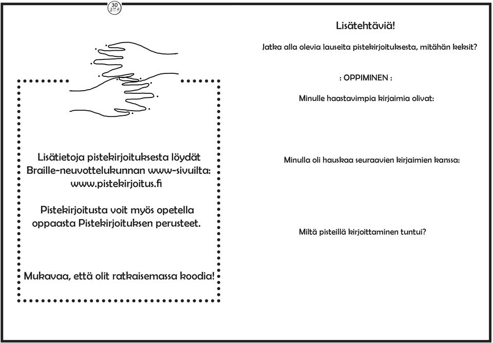 Braille-neuvottelukunnan www-sivuilta: www.pistekirjoitus.