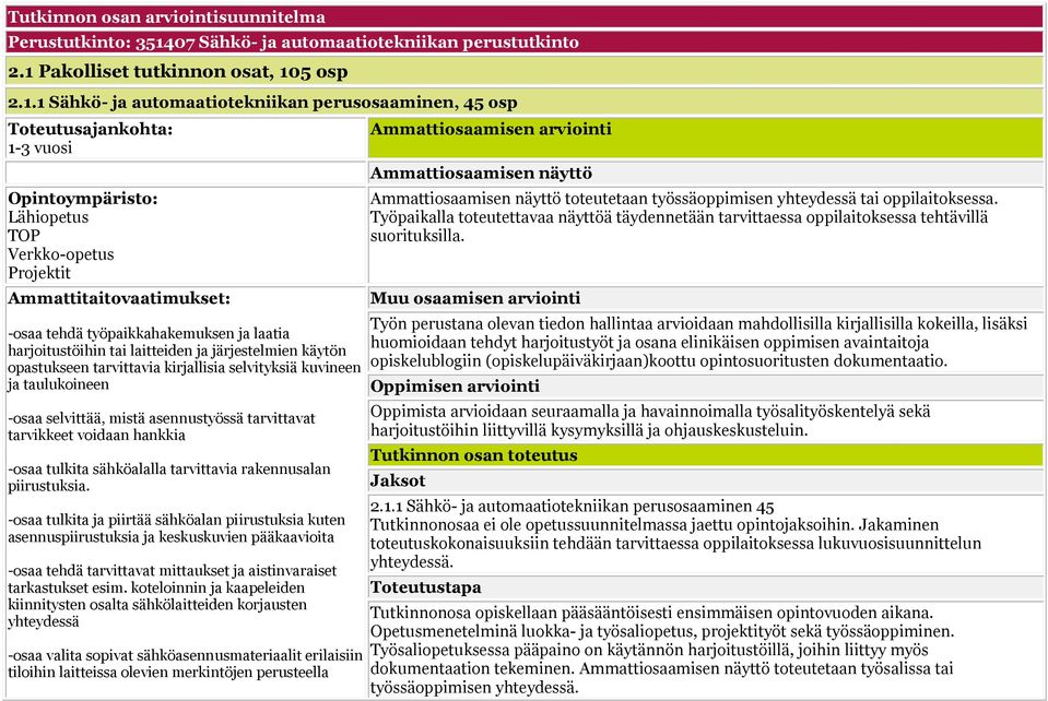 Pakolliset tutkinnon osat, 10