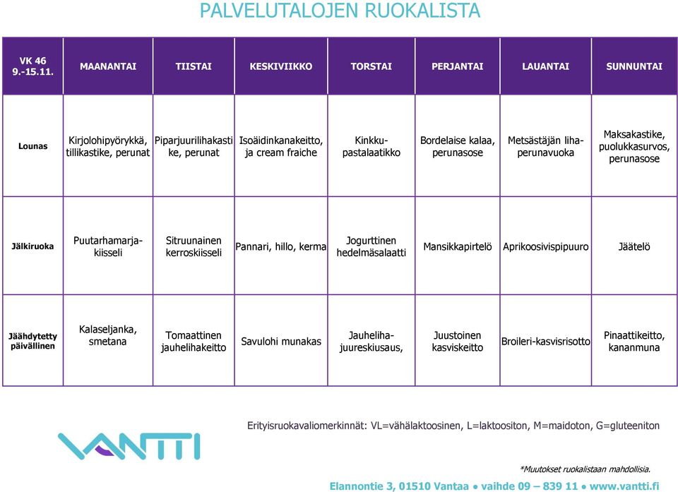 kalaa, Metsästäjän lihaperunavuoka Maksakastike, puolukkasurvos, Puutarhamarjakiisseli Sitruunainen kerroskiisseli Pannari,