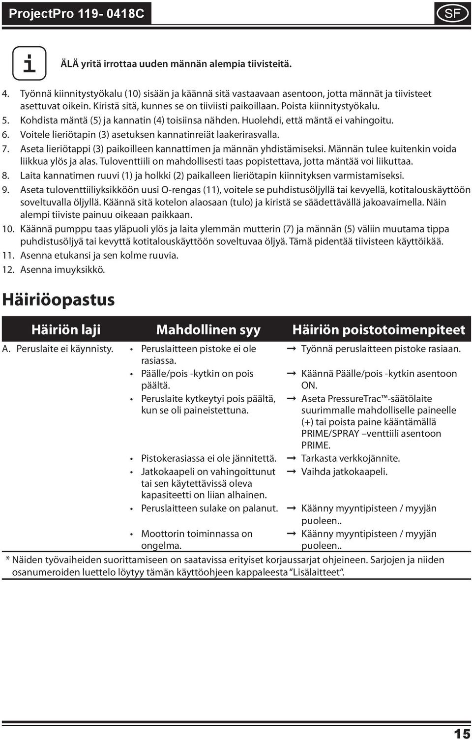 Votele lerötapn (3) asetuksen kannatnreät laakerrasvalla. 7. Aseta lerötapp (3) pakolleen kannattmen ja männän yhdstämseks. Männän tulee kutenkn voda lkkua ylös ja alas.