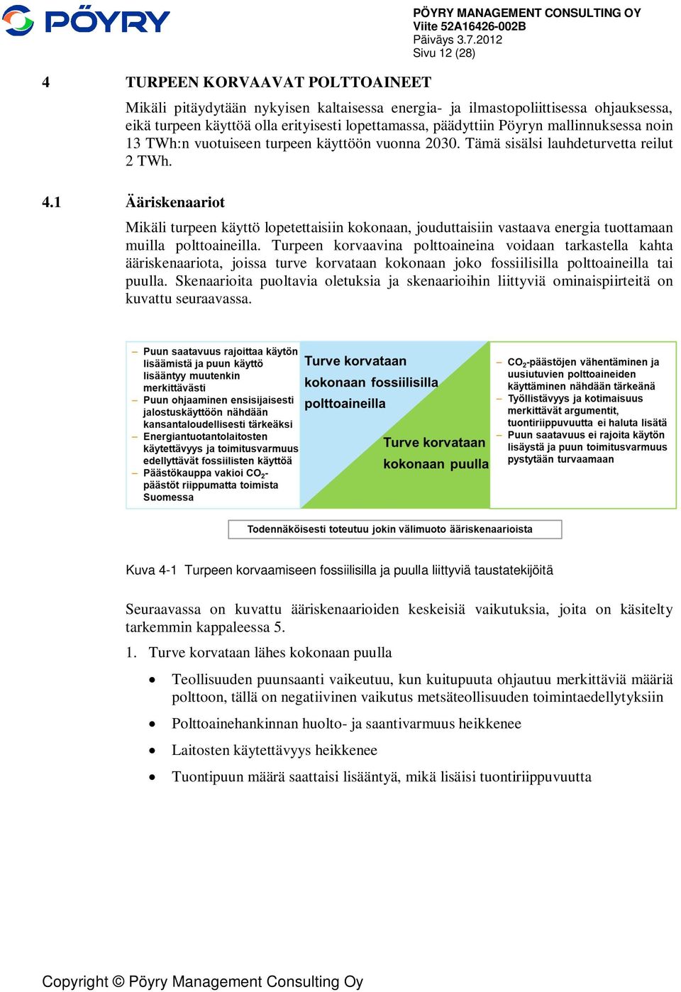 1 Ääriskenaariot Mikäli turpeen käyttö lopetettaisiin kokonaan, jouduttaisiin vastaava energia tuottamaan muilla polttoaineilla.