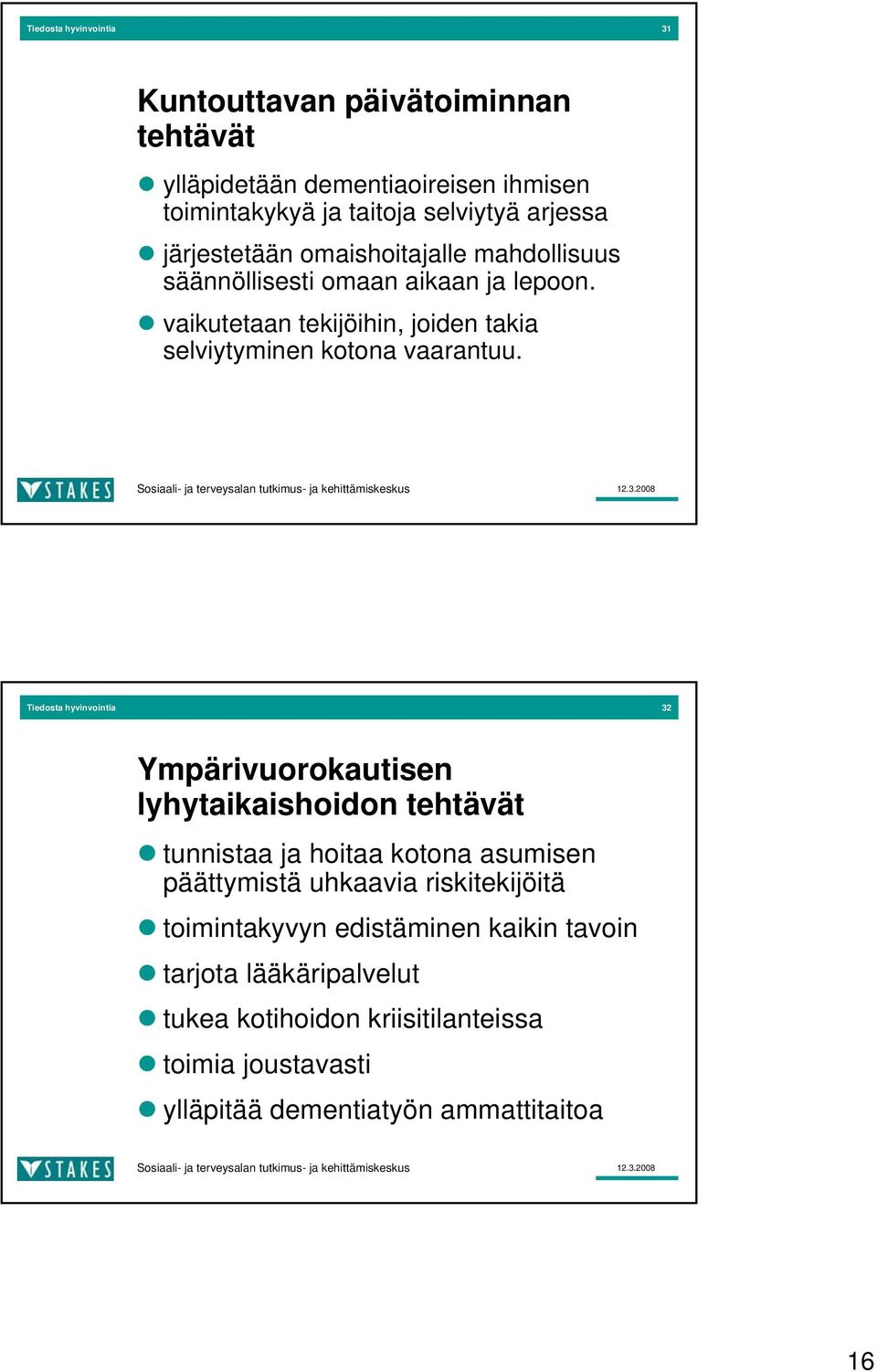 Tiedosta hyvinvointia 32 Ympärivuorokautisen lyhytaikaishoidon tehtävät tunnistaa ja hoitaa kotona asumisen päättymistä uhkaavia riskitekijöitä