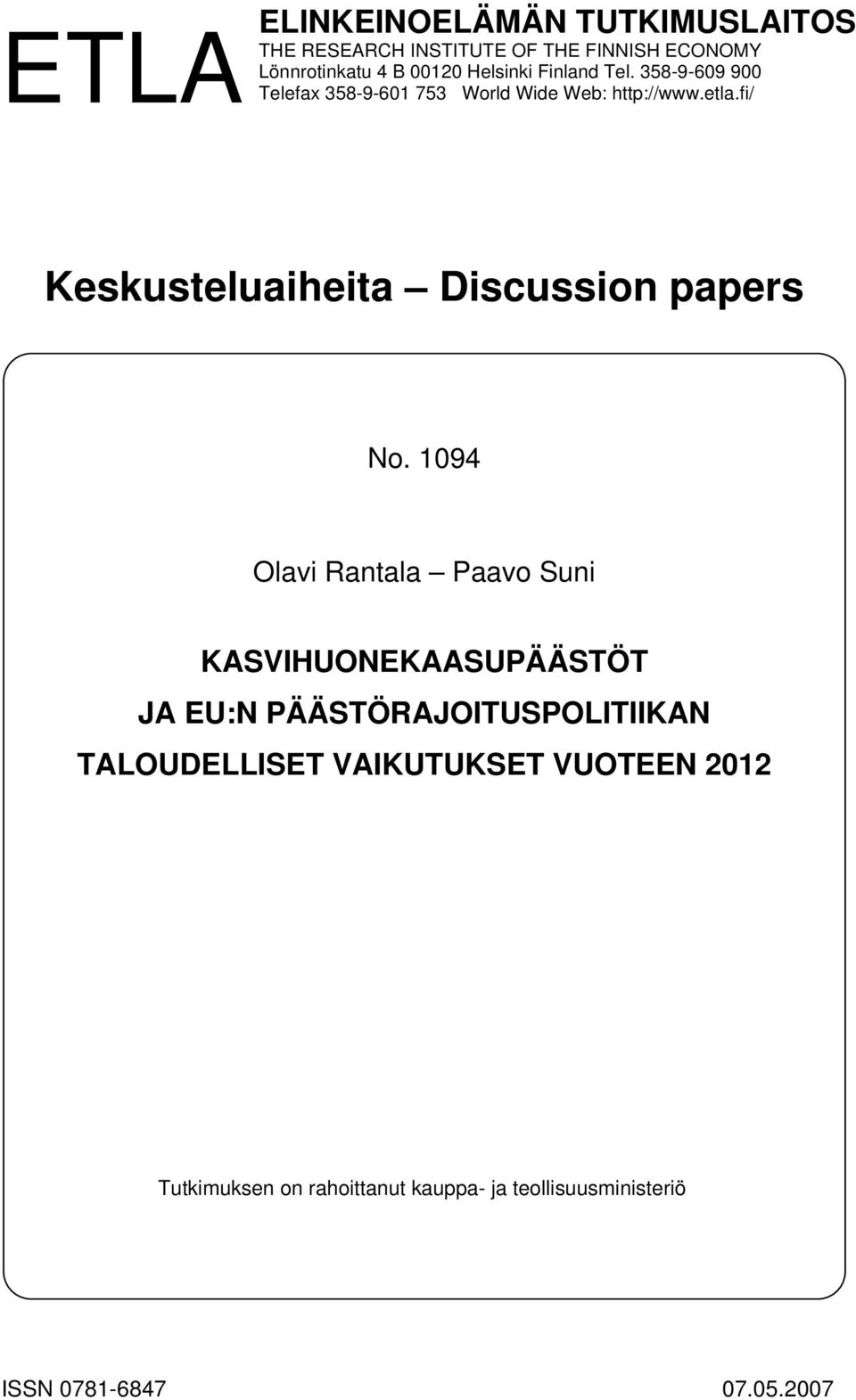 fi/ Keskusteluaiheita Discussion papers No.