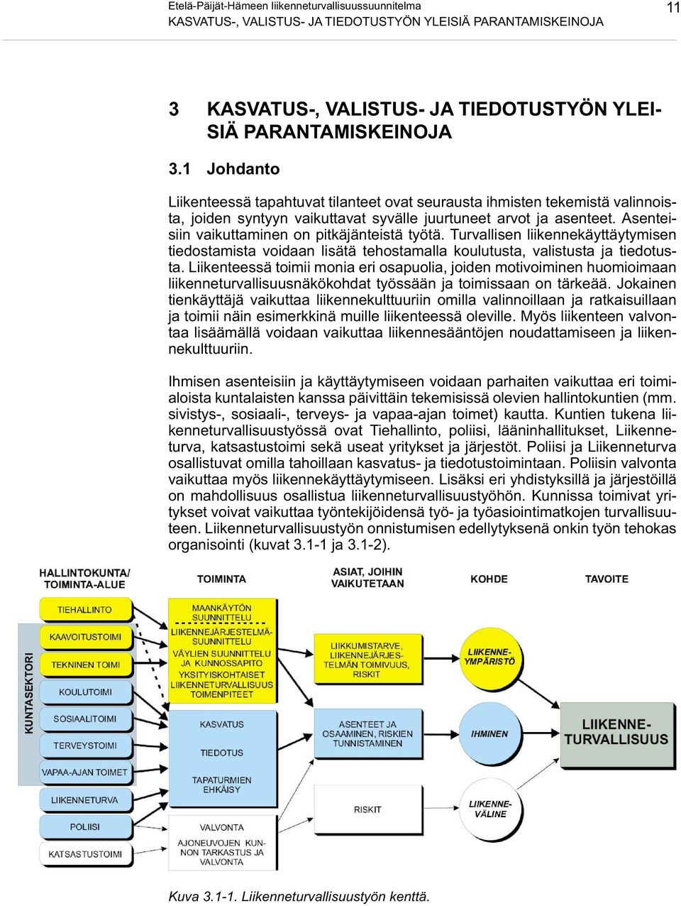 Asenteisiin vaikuttaminen on pitkäjänteistä työtä. Turvallisen liikennekäyttäytymisen tiedostamista voidaan lisätä tehostamalla koulutusta, valistusta ja tiedotusta.