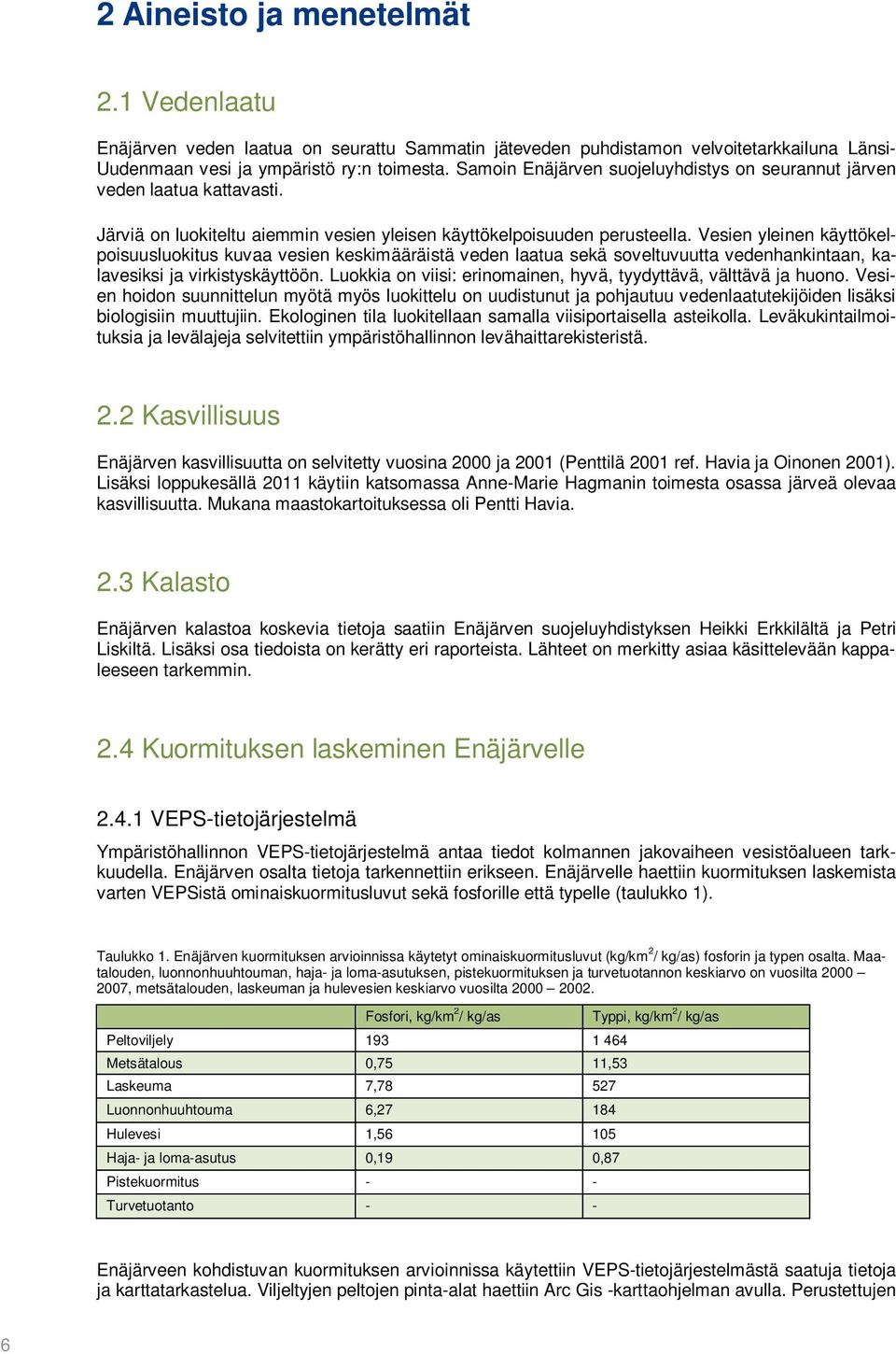 Vesien yleinen käyttökelpoisuusluokitus kuvaa vesien keskimääräistä veden laatua sekä soveltuvuutta vedenhankintaan, kalavesiksi ja virkistyskäyttöön.