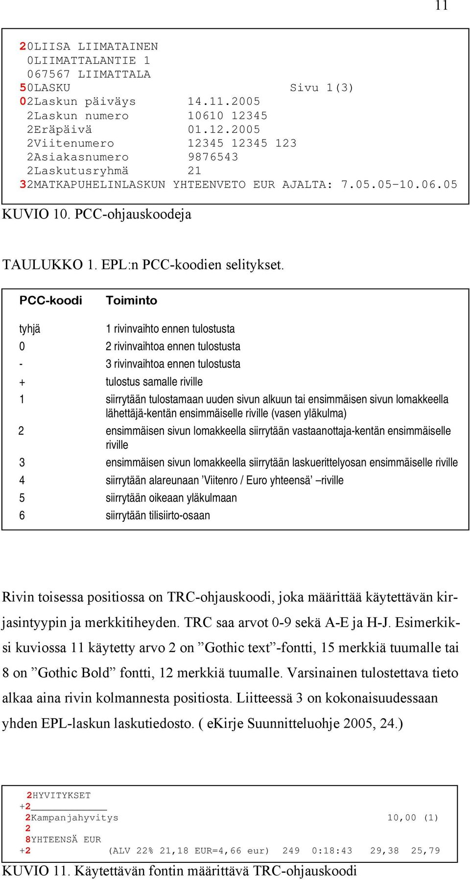 EPL:n PCC-koodien selitykset.