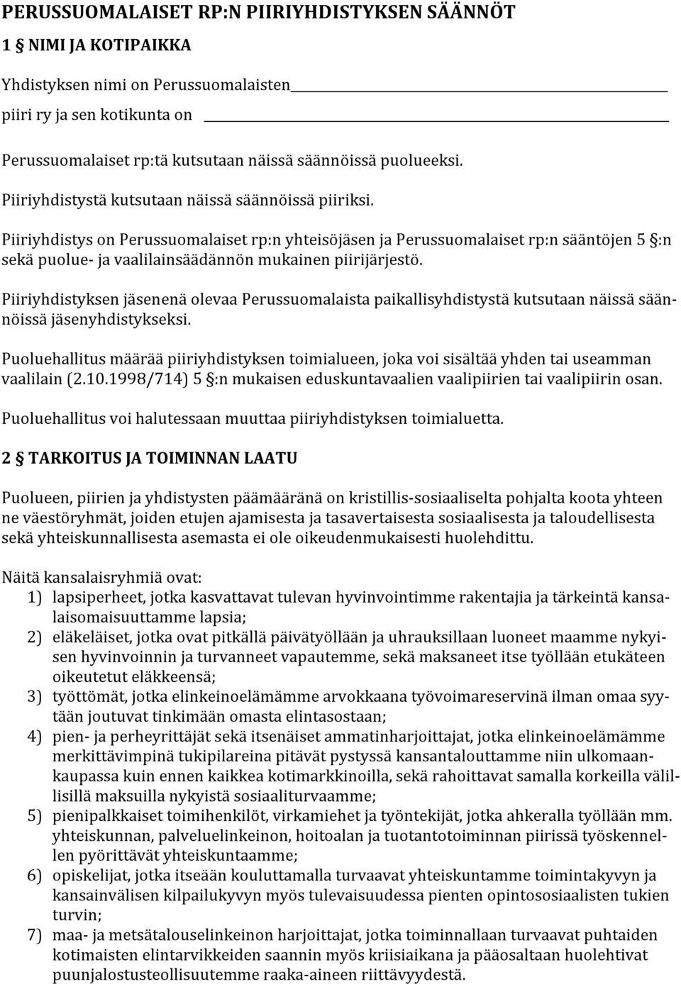 PiiriyhdistyksenjäsenenäolevaaPerussuomalaistapaikallisyhdistystäkutsutaannäissäsäännöissäjäsenyhdistykseksi.