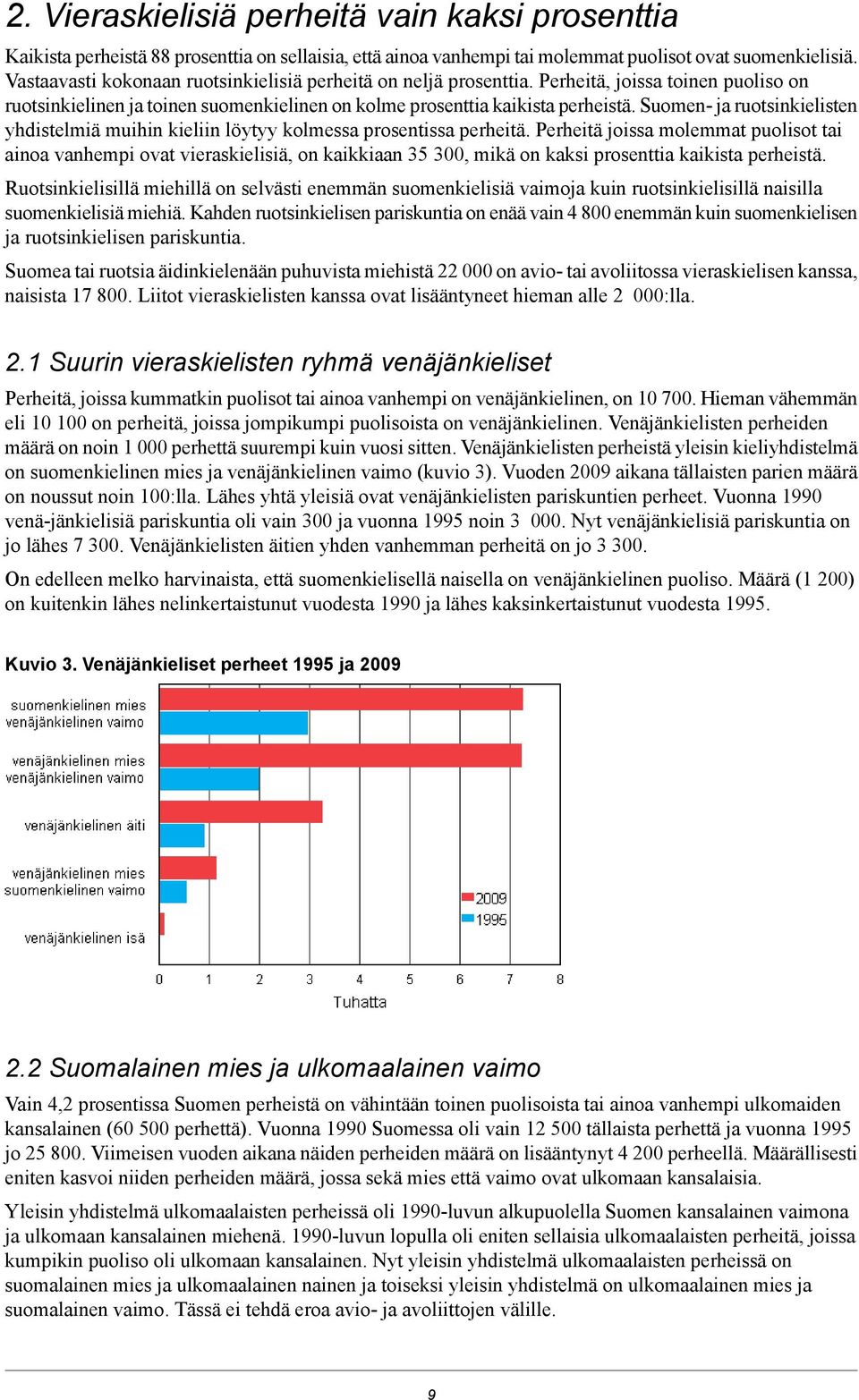 löytyy kolmessa prosentissa perheitä Perheitä joissa molemmat puolisot tai ainoa vanhempi ovat vieraskielisiä, on kaikkiaan 5 00, mikä on kaksi prosenttia kaikista perheistä Ruotsinkielisillä