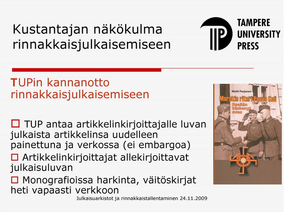 embargoa) Artikkelinkirjoittajat allekirjoittavat