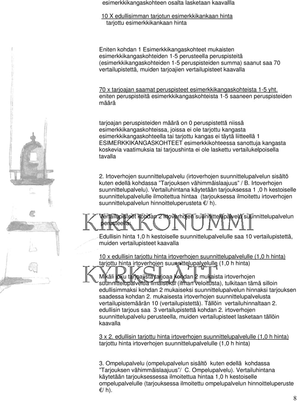 saamat peruspisteet esimerkkikangaskohteista 1-5 yht.