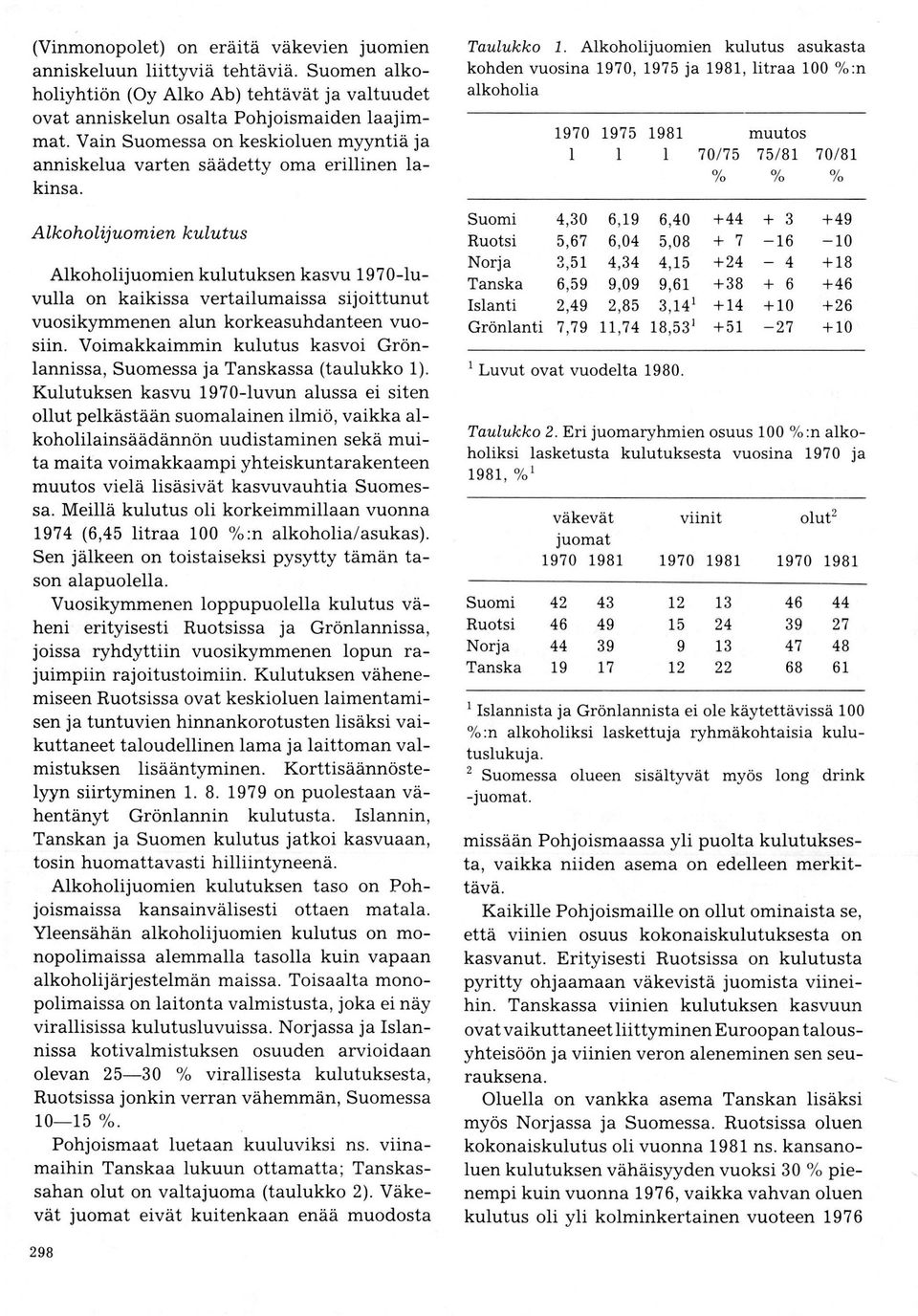 Alk o ho lij uomi en kulutu s Alkoholijuomien kulutuksen kasvu 1970-luvulla on kaikissa vertailumaissa sijoittunut vuosikymmenen alun korkeasuhdanteen vuosiin.
