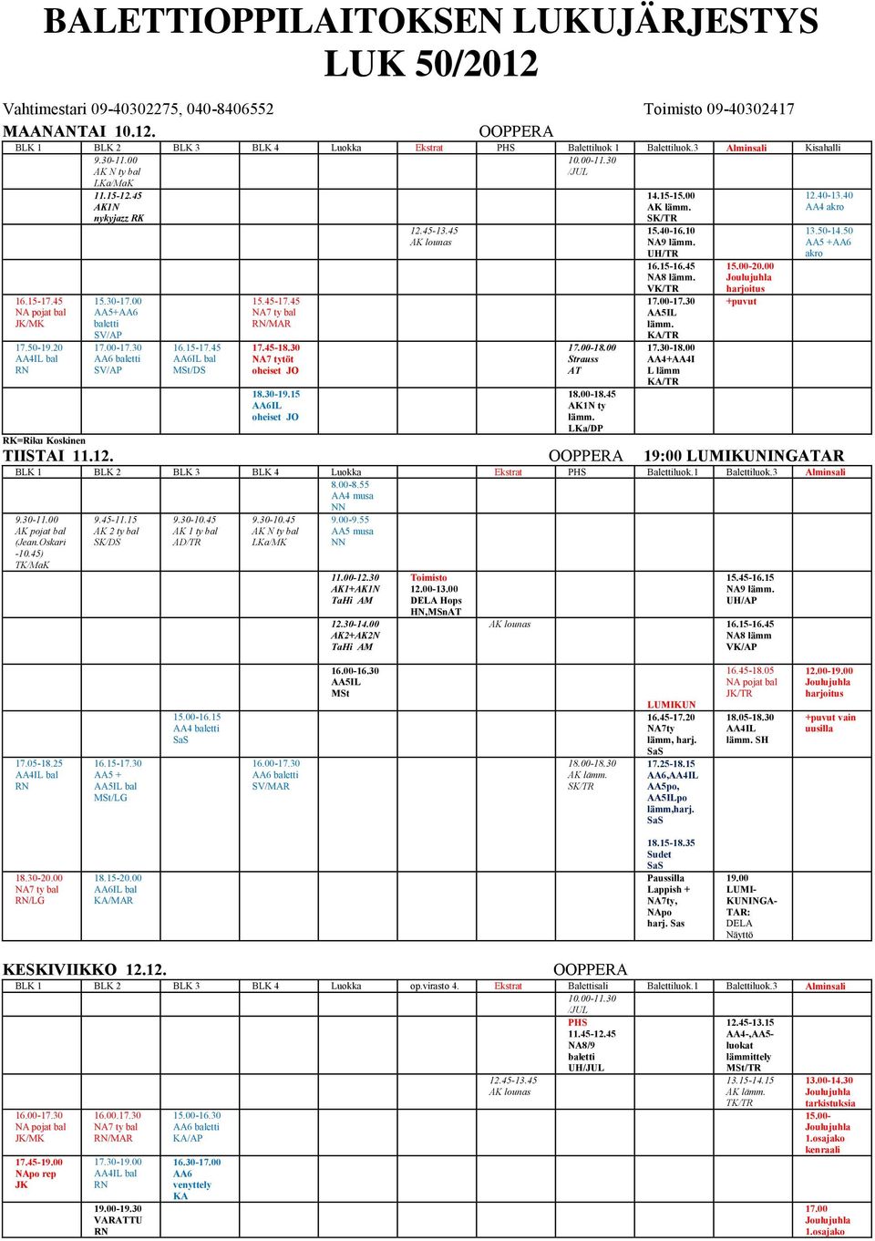 15 oheiset JO 12.45-13.45 17.00-18.00 Strauss AT 18.00-18.45 AK1N ty lämm. LKa/DP 14.15-15.00 SK/TR 15.40-16.10 NA9 lämm. UH/TR 16.15-16.45 NA8 lämm. VK/TR 17.00-17.30 AA5IL lämm. 17.30-18.