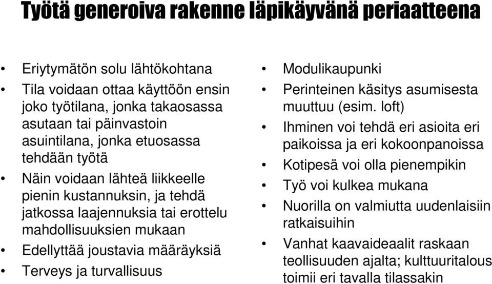 turvallisuus Modulikaupunki Perinteinen käsitys asumisesta muuttuu (esim.