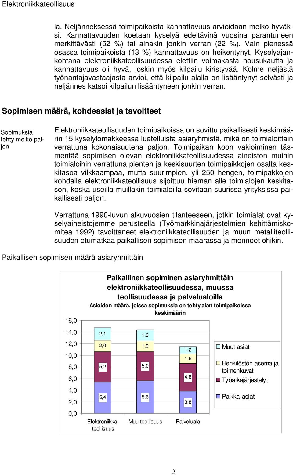 Kyselyajankohtana elektroniikkateollisuudessa elettiin voimakasta nousukautta ja kannattavuus oli hyvä, joskin myös kilpailu kiristyvää.