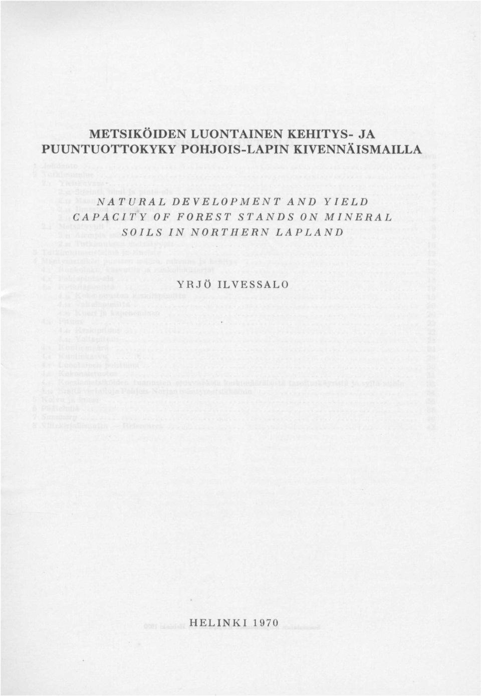 AND YIELD CAPACITY OF FOREST STANDS ON MINERAL