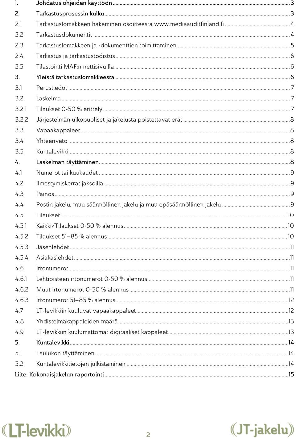 .. 8 3.3 Vapaakappaleet... 8 3.4 Yhteenveto... 8 3.5 Kuntalevikki... 8 4. Laskelman täyttäminen... 8 4.1 Numerot tai kuukaudet... 9 4.