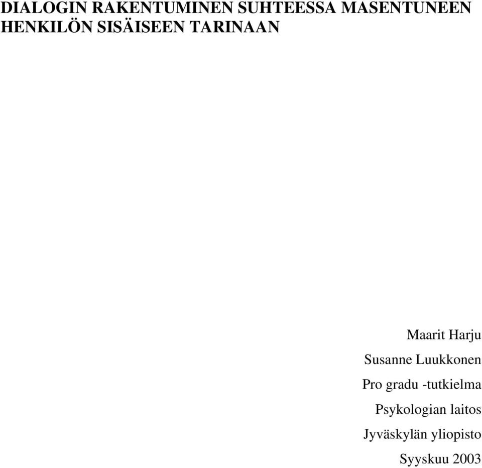 Susanne Luukkonen Pro gradu -tutkielma