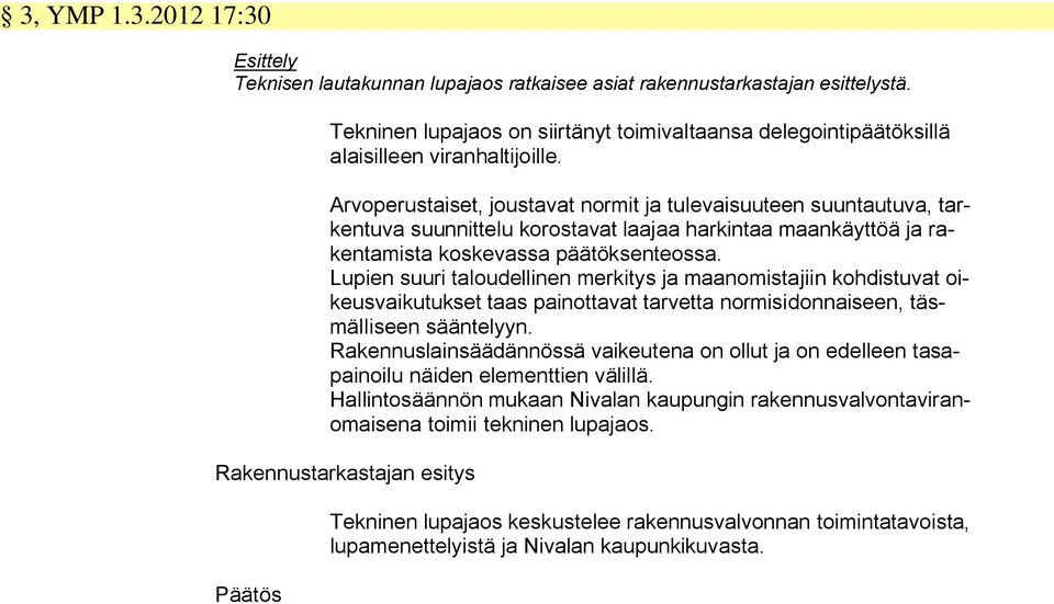 Arvoperustaiset, joustavat normit ja tulevaisuuteen suuntautuva, tarkentuva suunnittelu korostavat laajaa harkintaa maankäyttöä ja rakentamista koskevassa päätöksenteossa.