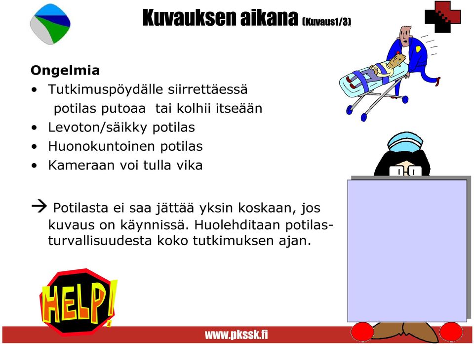 potilas Kameraan voi tulla vika Potilasta ei saa jättää yksin koskaan, jos