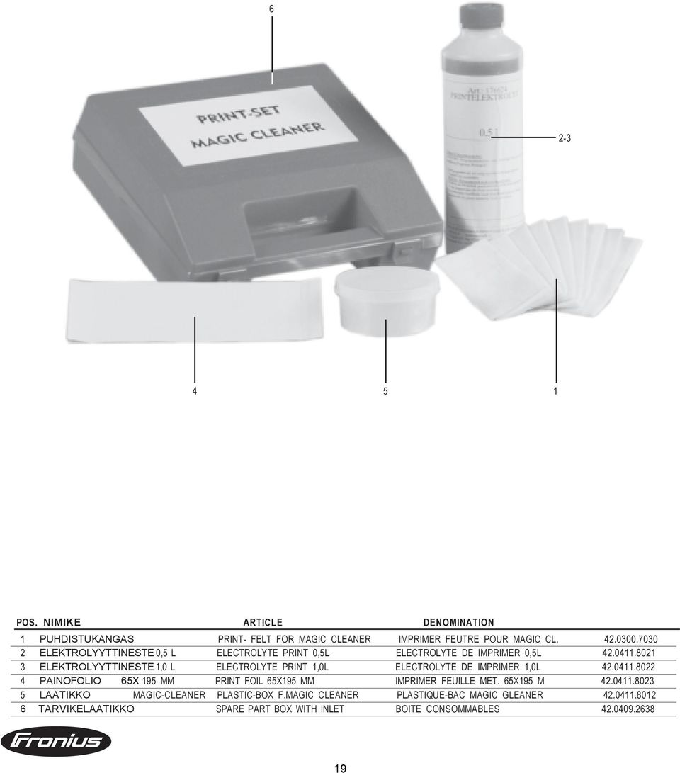 8021 3 ELEKTROLYYTTINESTE 1,0 L ELECTROLYTE PRINT 1,0L ELECTROLYTE DE IMPRIMER 1,0L 42.0411.