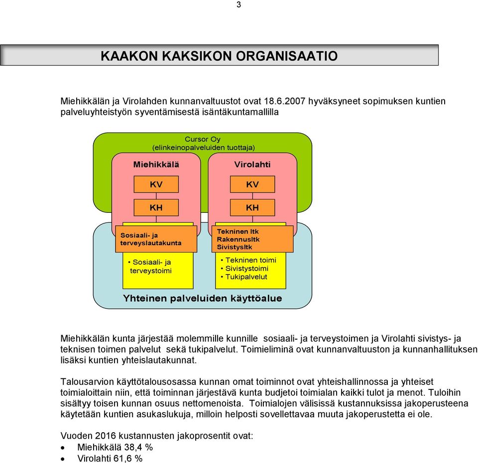 Sosiaali- ja terveystoimi Tekninen ltk Rakennusltk Sivistysltk Tekninen toimi Sivistystoimi Tukipalvelut Yhteinen palveluiden käyttöalue Miehikkälän kunta järjestää molemmille kunnille sosiaali- ja