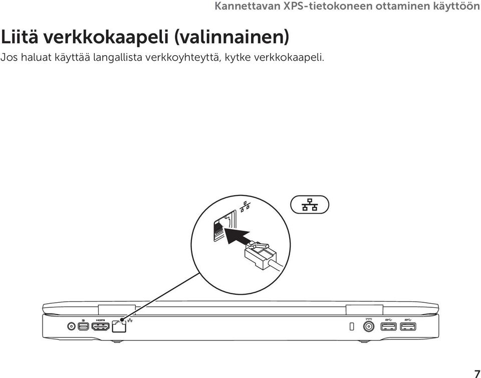 verkkoyhteyttä, kytke verkkokaapeli.