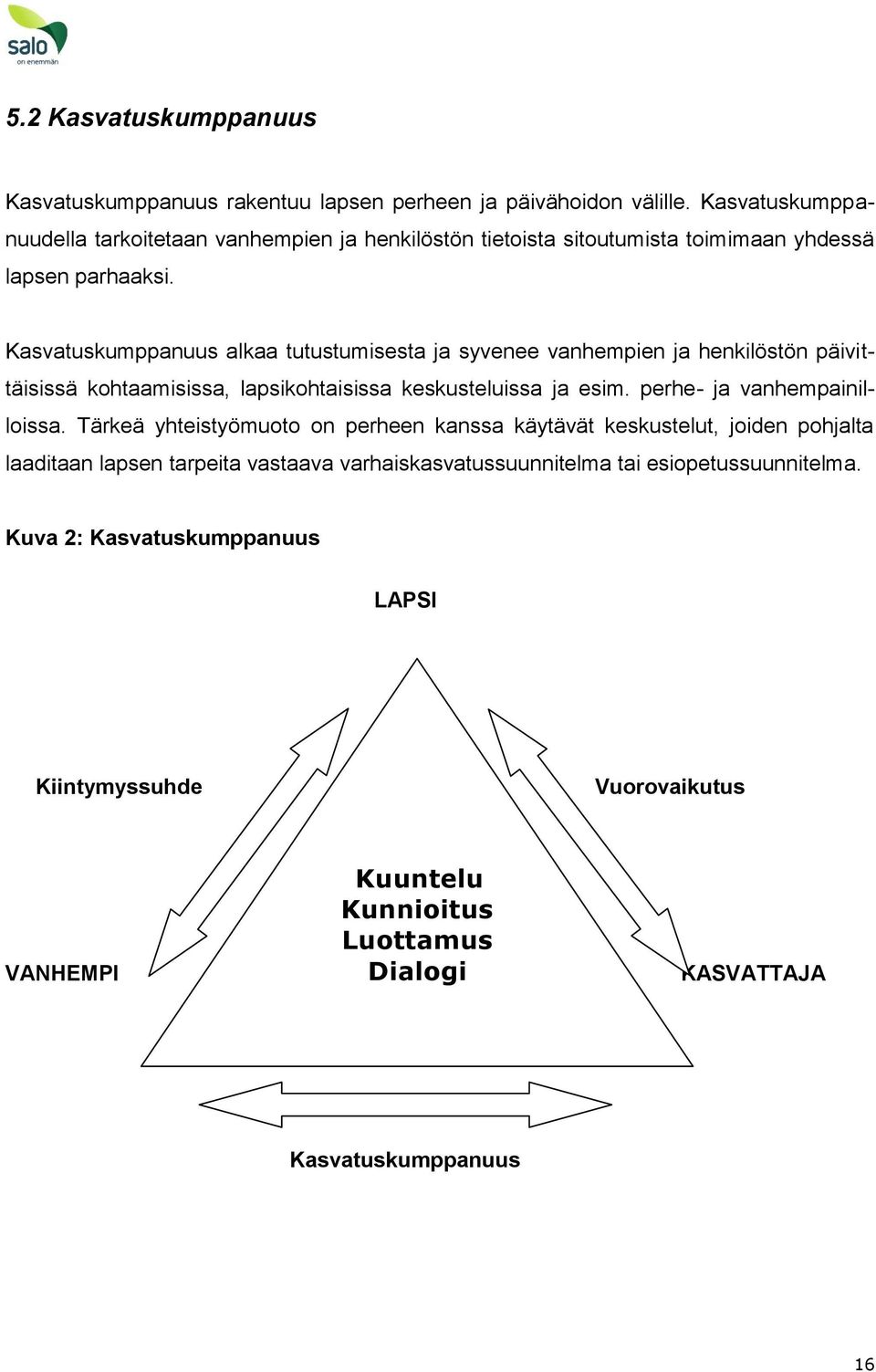 Kasvatuskumppanuus alkaa tutustumisesta ja syvenee vanhempien ja henkilöstön päivittäisissä kohtaamisissa, lapsikohtaisissa keskusteluissa ja esim.