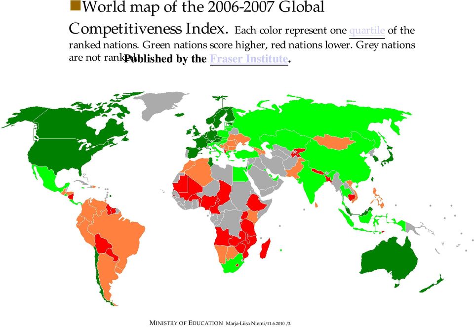 Green nations score higher, red nations lower.