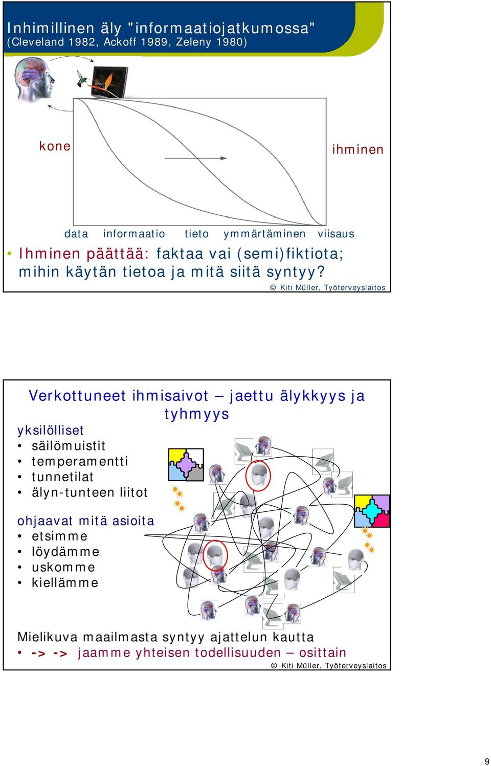 Verkottuneet ihmisaivot jaettu älykkyys ja tyhmyys yksilölliset säilömuistit temperamentti tunnetilat älyn-tunteen liitot